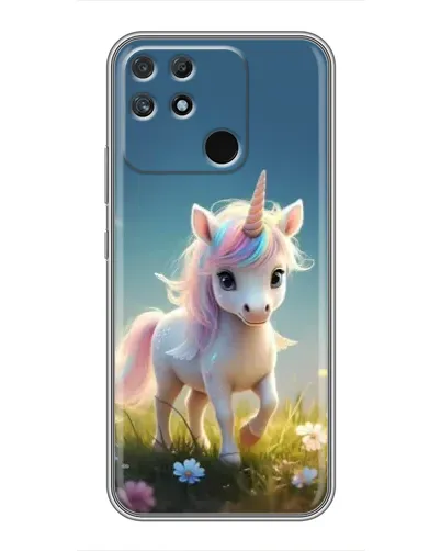 Чехол для Realme NARZO 50A с картинкой «Единорог на поляне»