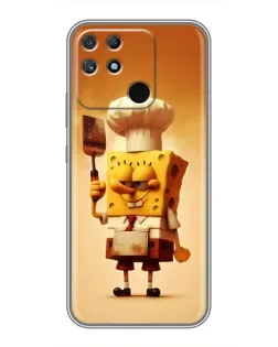 Чехол для Realme NARZO 50A с картинкой «Губка Боб повар»