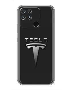 Чехол для Realme NARZO 50A с картинкой «Стальной логотип Tesla»