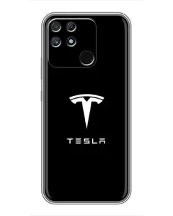 Чехол для Realme NARZO 50A с картинкой «Tesla White Logo»