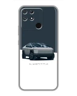 Чехол для Realme NARZO 50A с картинкой «Серебристый Cybertruck Tesla»