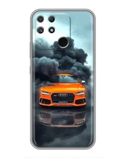 Чехол для Realme NARZO 50A с картинкой «Audi в облаках дыма»