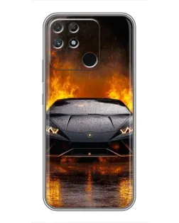 Чехол для Realme NARZO 50A с картинкой «Lamborghini в огне»