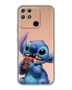 Чехол для Realme NARZO 50A с картинкой «Стич ест шоколад»