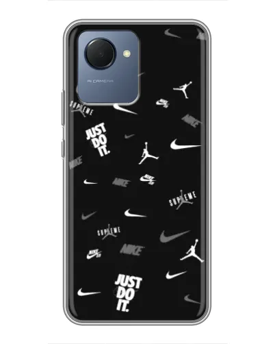 Чехол для Realme NARZO 50i Prime с картинкой «Nike Black Pattern»