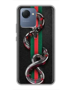 Чехол для Realme NARZO 50i Prime с картинкой «Gucci — змея на полосе» Чехол для Realme NARZO 50i Prime с картинкой «Gucci — змея на полосе»