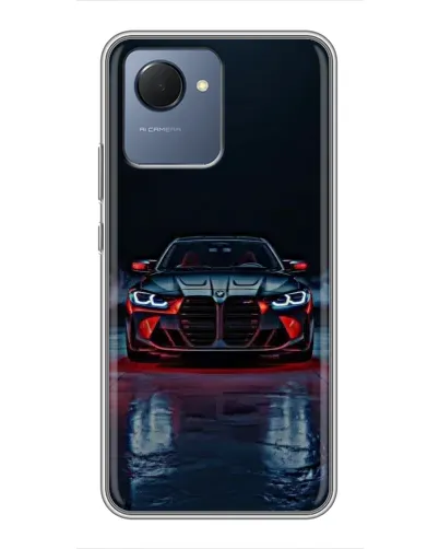 Чехол для Realme NARZO 50i Prime с картинкой «BMW на мокрой дороге»