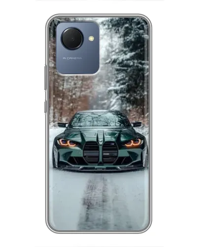 Чехол для Realme NARZO 50i Prime с картинкой «BMW в зимнем лесу»