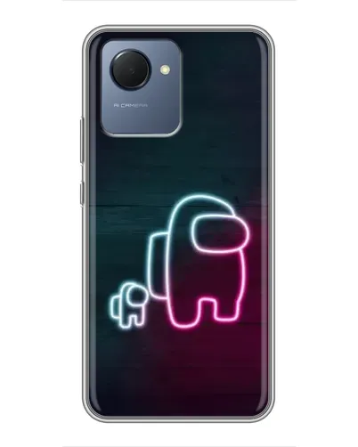 Чехол для Realme NARZO 50i Prime с картинкой «Among Us неон-арт»