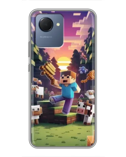 Чехол для Realme NARZO 50i Prime с картинкой «Стив на ферме»