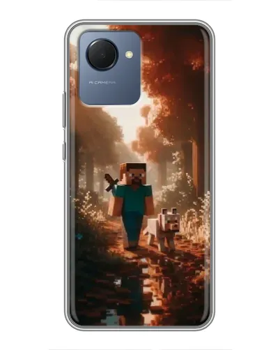 Чехол для Realme NARZO 50i Prime с картинкой «Стив в лесу»