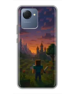 Чехол для Realme NARZO 50i Prime с картинкой «Стив у башни» Чехол для Realme NARZO 50i Prime с картинкой «Стив у башни»