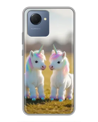 Чехол для Realme NARZO 50i Prime с картинкой «Пара единорогов»