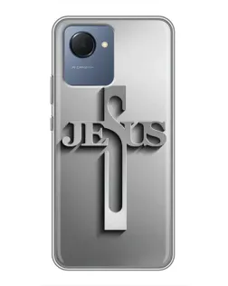 Чехол для Realme NARZO 50i Prime с картинкой «Металлический крест Jesus»