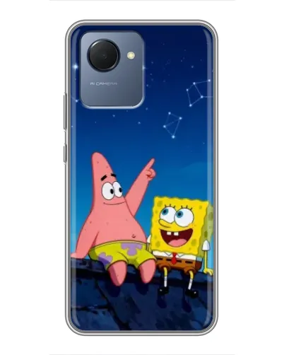 Чехол для Realme NARZO 50i Prime с картинкой «Губка Боб и Патрик ночью»