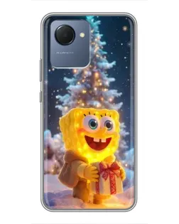 Чехол для Realme NARZO 50i Prime с картинкой «Рождественский Спанч Боб»