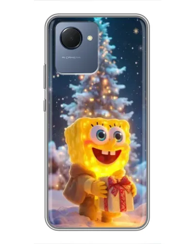 Чехол для Realme NARZO 50i Prime с картинкой «Рождественский Спанч Боб»