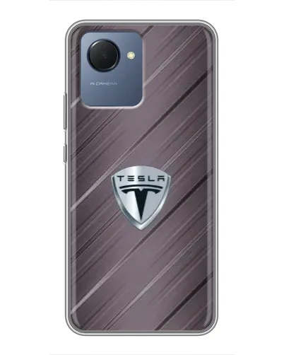 Чехол для Realme NARZO 50i Prime с картинкой «Металлическая текстура Tesla»