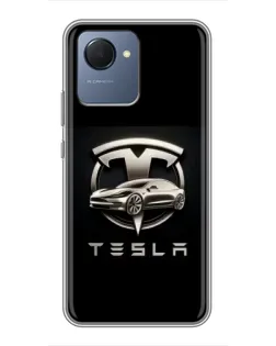 Чохол для Realme NARZO 50i Prime з картинкою «Tesla — срібне авто»
