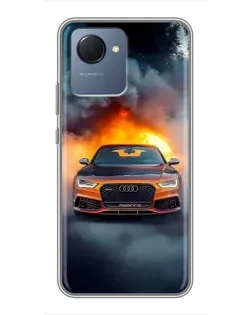 Чохол для Realme NARZO 50i Prime з картинкою «Audi у вогняному диму»