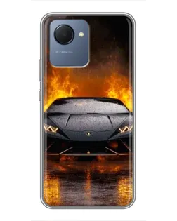 Чохол для Realme NARZO 50i Prime з картинкою «Lamborghini у вогні»