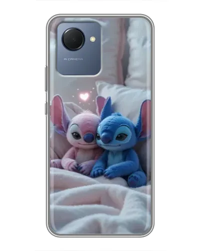 Чехол для Realme NARZO 50i Prime с картинкой «Плюшевые Стич Ангел»