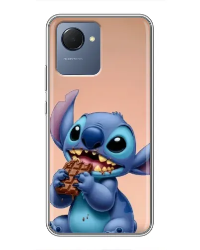 Чехол для Realme NARZO 50i Prime с картинкой «Стич ест шоколад»