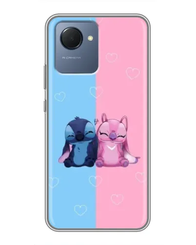 Чехол для Realme NARZO 50i Prime с картинкой «Stitch и Angel Love»
