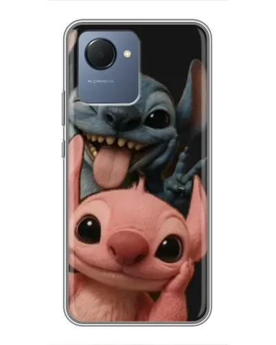 Чехол для Realme NARZO 50i Prime с картинкой «Стич и Ангел»