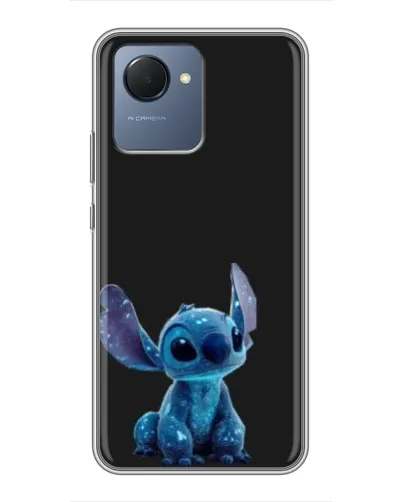 Чехол для Realme NARZO 50i Prime с картинкой «Стич на черном»