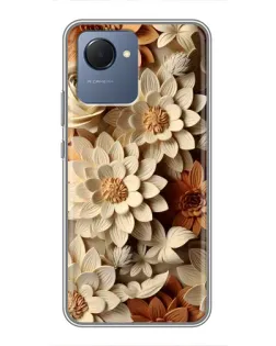 Чехол для Realme NARZO 50i Prime с картинкой «Бежевый флористический декор»