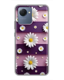 Чехол для Realme NARZO 50i Prime с картинкой «Ромашки на фиолетовом»