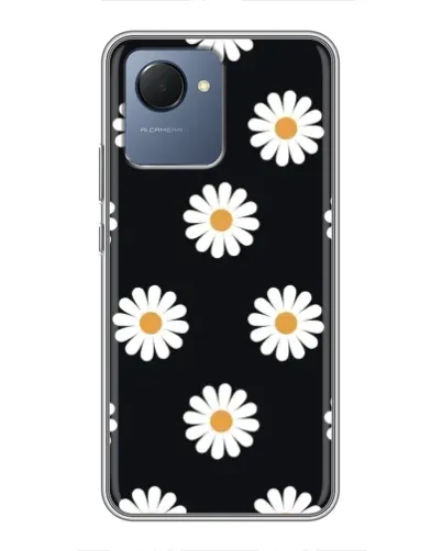 Чехол для Realme NARZO 50i Prime с картинкой «Ромашки на черном» Чехол для Realme NARZO 50i Prime с картинкой «Ромашки на черном»