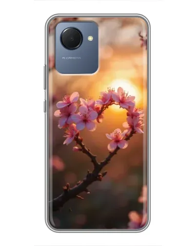 Чехол для Realme NARZO 50i Prime с картинкой «Розовый цвет сердце на фоне заката» Чехол для Realme NARZO 50i Prime с картинкой «Розовый цвет сердце на фоне заката»