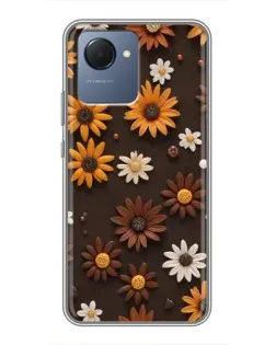Чехол для Realme NARZO 50i Prime с картинкой «Узор из маленьких подсолнухов»
