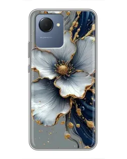 Чехол для Realme NARZO 50i Prime с картинкой «Белый цветок и золотой флюид»
