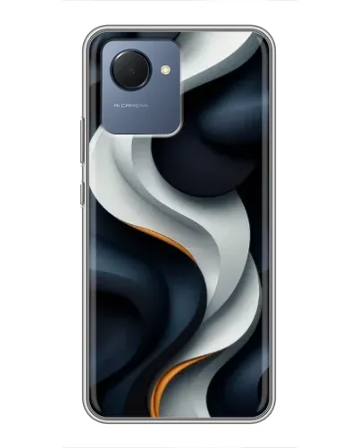 Чехол для Realme NARZO 50i Prime с картинкой «Объемные черно-белые ленты» Чехол для Realme NARZO 50i Prime с картинкой «Объемные черно-белые ленты»