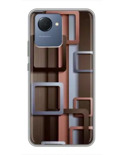 Чохол для Realme NARZO 50i Prime з картинкою «Коричневі об'ємні квадрати»