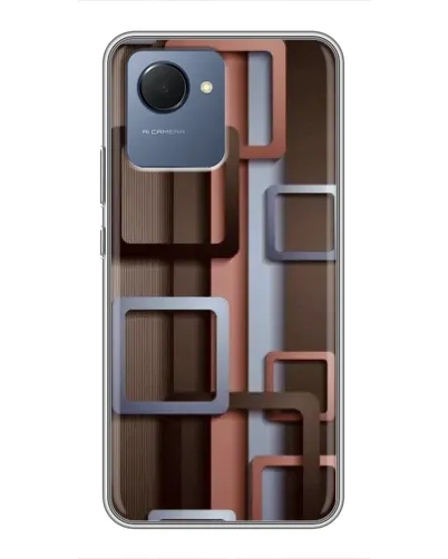 Чехол для Realme NARZO 50i Prime с картинкой «Коричневые объемные квадраты» Чехол для Realme NARZO 50i Prime с картинкой «Коричневые объемные квадраты»