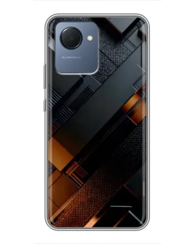 Чехол для Realme NARZO 50i Prime с картинкой «Черные геометрические блоки» Чехол для Realme NARZO 50i Prime с картинкой «Черные геометрические блоки»