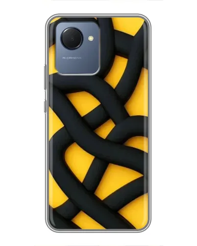 Чехол для Realme NARZO 50i Prime с картинкой «Черное желтое переплетение» Чехол для Realme NARZO 50i Prime с картинкой «Черное желтое переплетение»