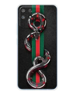 Чехол для Realme NARZO 80 Lite 4G с картинкой «Gucci — змея на полосе» Чехол для Realme NARZO 80 Lite 4G с картинкой «Gucci — змея на полосе»