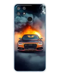 Чехол для Realme NARZO 80 Lite 4G с картинкой «Audi в огненном дыму» Чехол для Realme NARZO 80 Lite 4G с картинкой «Audi в огненном дыму»