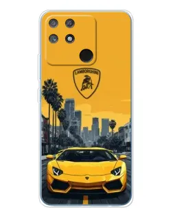 Чехол для Realme NARZO 80 Lite 4G с картинкой «Желтый Lamborghini город»