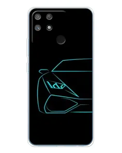 Чехол для Realme NARZO 80 Lite 4G с картинкой «Голубой силуэт Lamborghini»