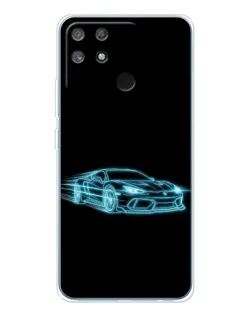 Чехол для Realme NARZO 80 Lite 4G с картинкой «Неоновый контур Lamborghini»