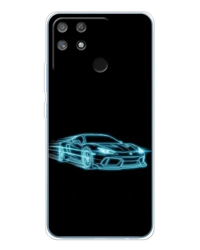 Чехол для Realme NARZO 80 Lite 4G с картинкой «Неоновый контур Lamborghini»