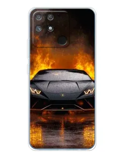 Чехол для Realme NARZO 80 Lite 4G с картинкой «Lamborghini в огне»