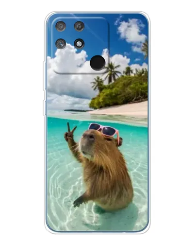 Чехол для Realme NARZO 80 Lite 4G с картинкой «Капибара на море»