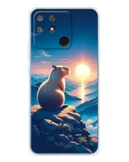 Чехол для Realme NARZO 80 Lite 4G с картинкой «Закат солнца с капибарой»